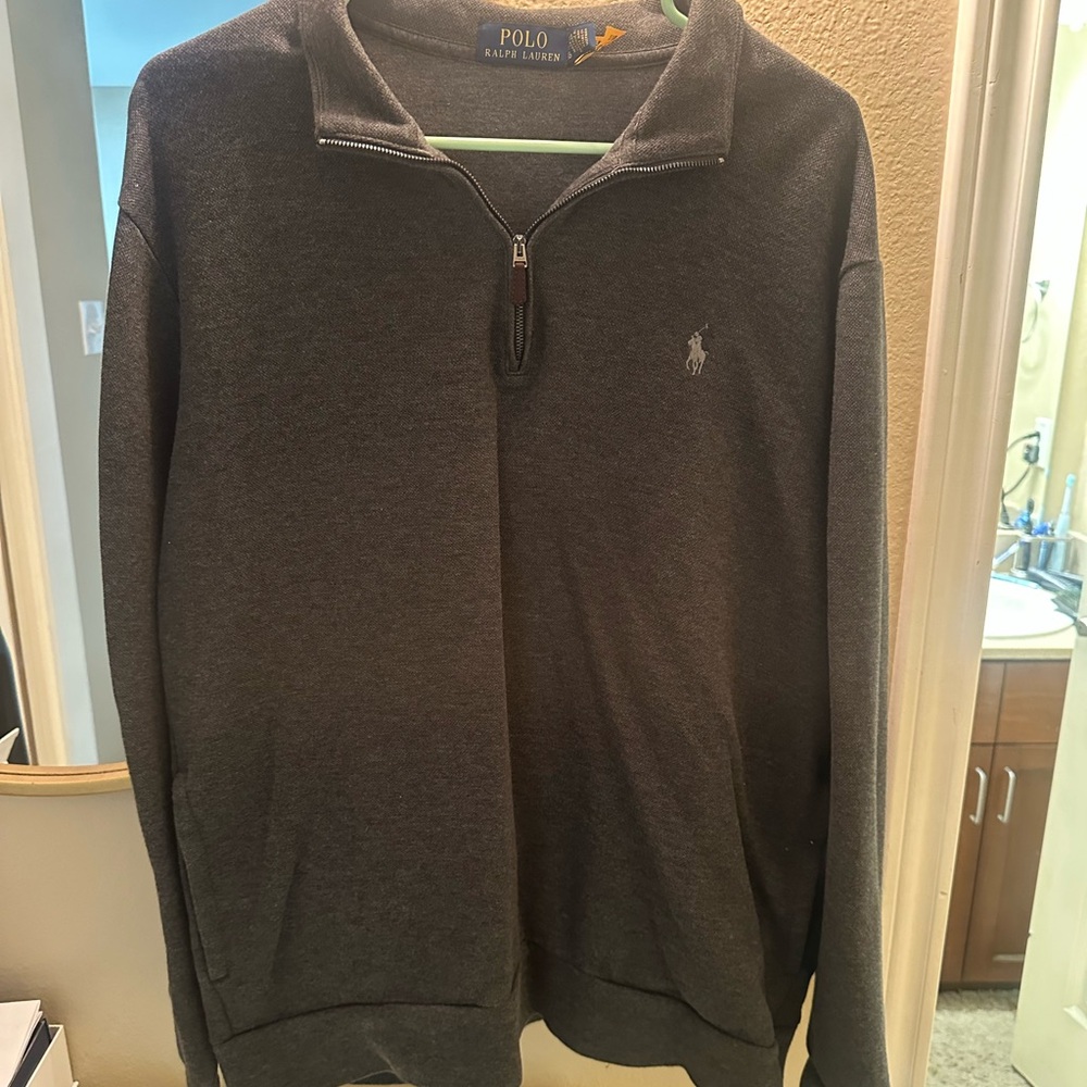 Ralph Lauren Men's Charcoal Zip-Up Sweater